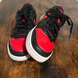 Nike Kids Black and Red Court Borough Lows - Sz 4Y